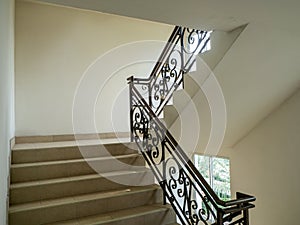 Marble staircase with stairs in luxury hall