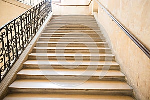 Marble staircase with stairs in luxury hall