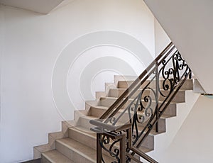 Marble staircase with stairs in luxury hall