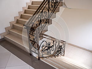 Marble staircase with stairs in luxury hall