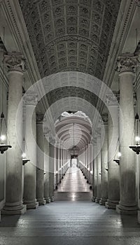 Marble staircase surrounded by columns