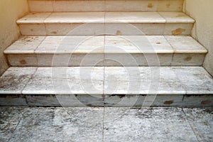 Marble stairs with sunlight, front view