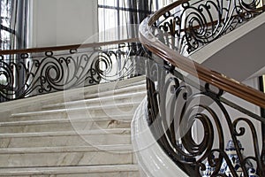 Marble Stairs With Wood and Steel Decoration