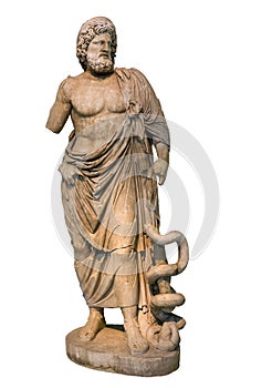 Marble statue of ancient Greek god Asclepius photo