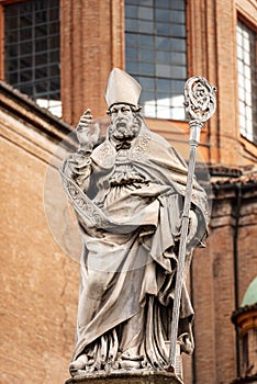 Marble statue of bishop San Petronio - Bologna Italy photo