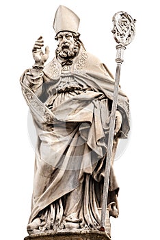 Statue of bishop San Petronio isolated on white - Bologna Italy photo
