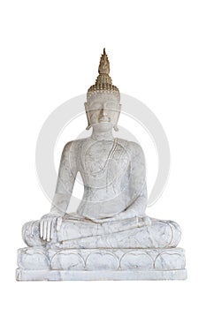 Marble statue of Buddha sitting in meditation