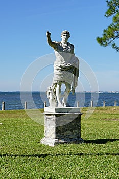 A Marble statue close to beach