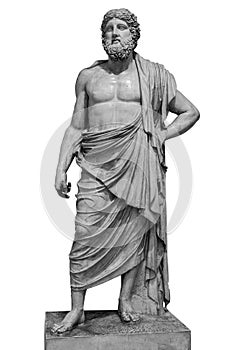 Marble statue of greek god Zeus isolated on white background