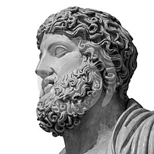 Marble statue of greek god Zeus isolated on white background