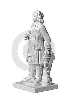 Marble statue of a man on a white background