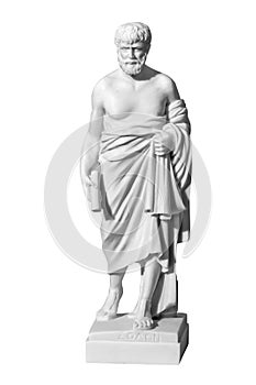 Marble statue of a man on a white background
