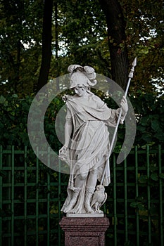 Marble statue of Minerva in Summer Garden, Saint Petersburg, Russia
