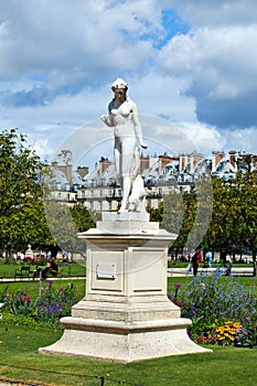Marble statue(nymphe) in Tuileries garden, Pari