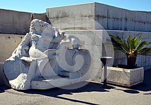 Marble statue, Porto Azzurro, in Elba island, Italy