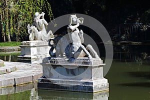 Marble statue of a triton in the Villa Pallavicini of Genova Pegli