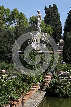 Marble statues in the Boboli Gardens in Florence