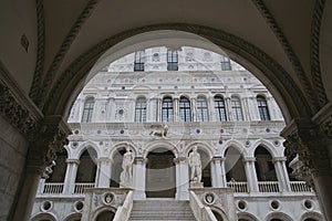 Marble steps seen through the Palace entrance