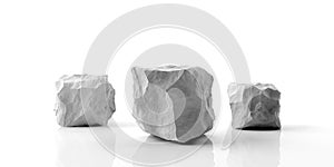 Marble stone podium on white background. 3d illustration