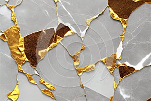 a marble surface with gold foiling on it and a white background with a black and gold design on it. .