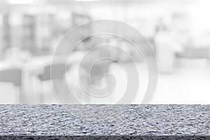 Marble table with library blur background