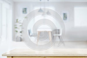 Marble board empty table in living room background photo
