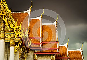 Marble Temple of Bangkok, Thailand.Architecture landmark  the famous travel destination of Thailand