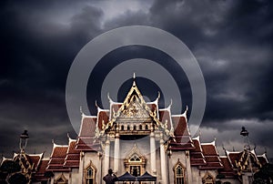 Marble Temple of Bangkok, Thailand. Architecture landmark  the famous travel destination of Thailand