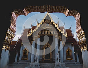 Marble Temple of Bangkok, Thailand. Architecture landmark  the famous travel destination of Thailand