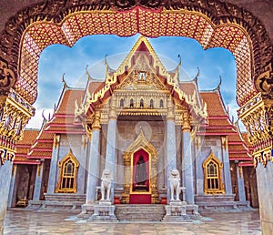 Marble Temple of Bangkok, Thailand.Architecture landmark  the famous travel destination of Thailand