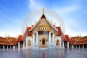 Marble Temple (Wat Benchamabophit Dusitvanaram), major tourist attraction, Bangkok, Thailand. photo