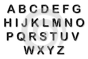 Marble text black and white uppercase character A B C D E F G H I J K L M N O P Q R S T U V W X Y Z. On isolated white background photo