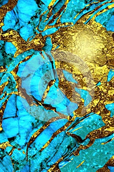 Marble texture concept art dynamic detailed intricate detailed color gradient turquoise, gold, haze, AI generated