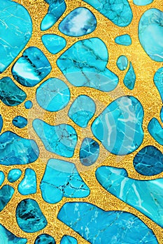 Marble texture concept art dynamic detailed intricate detailed color gradient turquoise, gold, haze, AI generated