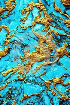 Marble texture concept art dynamic detailed intricate detailed color gradient turquoise, gold, haze, AI generated