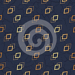 Marble texture with gold geometric pattern. Abstract golden seamless pattern. Elegant cracks background. Repeated backdrop with ef