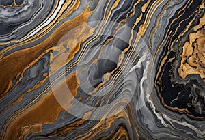 Marble texture. Gray marble texture with black and gold patterns. Dark gray marble texture with gold and black streaks