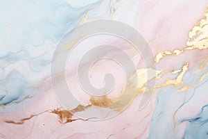 Marble texture light. Marble background pastel pink blue color with gold. Natural pattern of light marble. Luxurious