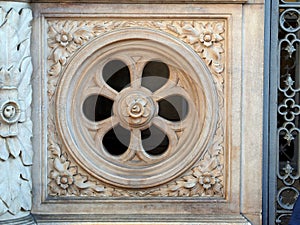 Marble Wheel Window, St Mark`s Basilica, Venice, Italy