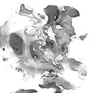 Marbled Black and White Abstract Background. Liquid Marble Illistration.