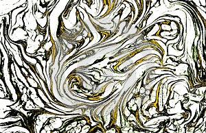 Marbled blue, green and gold abstract background. Liquid marble pattern. Creative, beautiful.