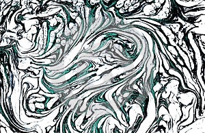 Marbled blue, green and golden abstract background. Liquid marble pattern. Natural, nature.