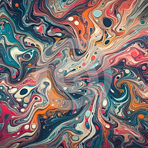 Marbled blue and orange abstract background. Liquid marble pattern. Vector illustration.