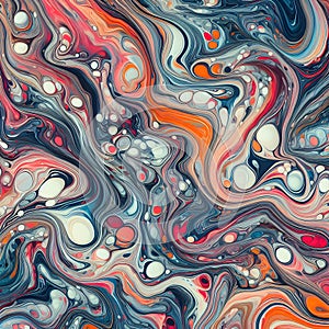 Marbled blue and orange abstract background. Liquid marble pattern. Vector illustration.