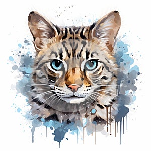 Marbled Cat Portrait: Exotic Realism In Digital Art