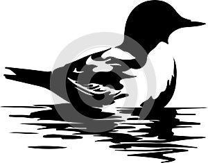 marbled murrelet Black Silhouette Generative Ai