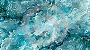 Marbled textures in blues and greens imitating the smoothness of rippling ocean waves. photo