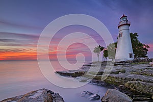 Marblehead Lighthouse on Lake Erie, USA at sunrise