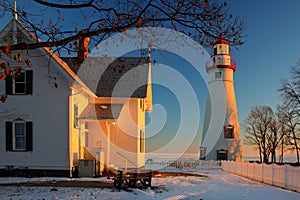 Marblehead Lighthouse in Ohio in Winter