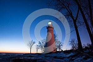 Marblehead Lighthouse in Ohio in Winter